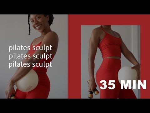 35 Min PILATES SCULPT | Full Body | w/ ball & light dumbbells *optional*