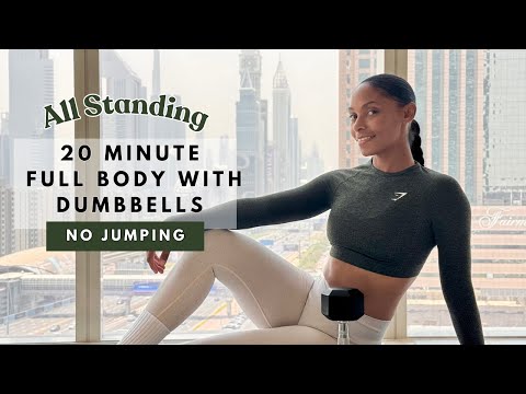 20min KNEE FRIENDLY & ALL STANDING FULL BODY DUMBBELL WORKOUT | Strength & Muscle