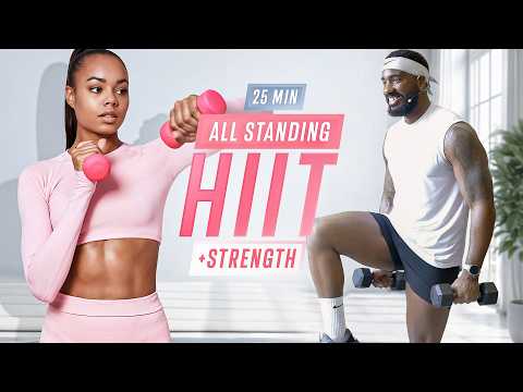 25 Min STANDING DUMBBELL WORKOUT | Full Body, Light Weights & NO REPAEATS!