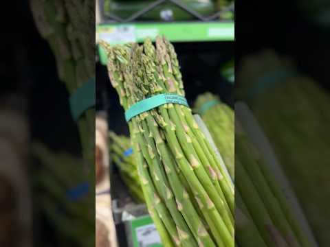 Asparagus is in season and the perfect side to vegan crab cakes!